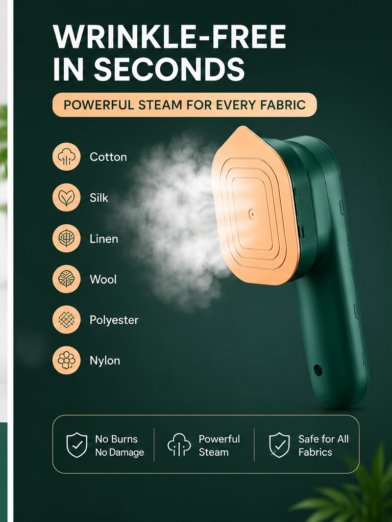 Portable 2-in-1 Handheld Garment Steamer & Travel Iron