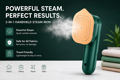 Portable 2-in-1 Handheld Garment Steamer & Travel Iron